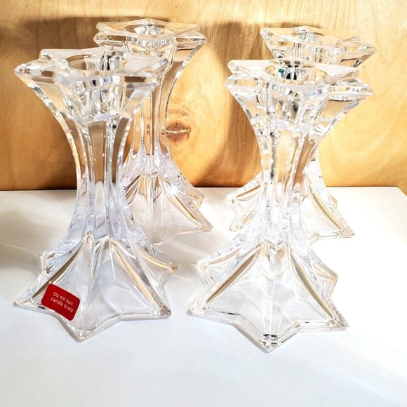 4 DePlomb Crystal Fire Star Six-point Candle Holders USA celestial taper candle - Picture 1 of 10